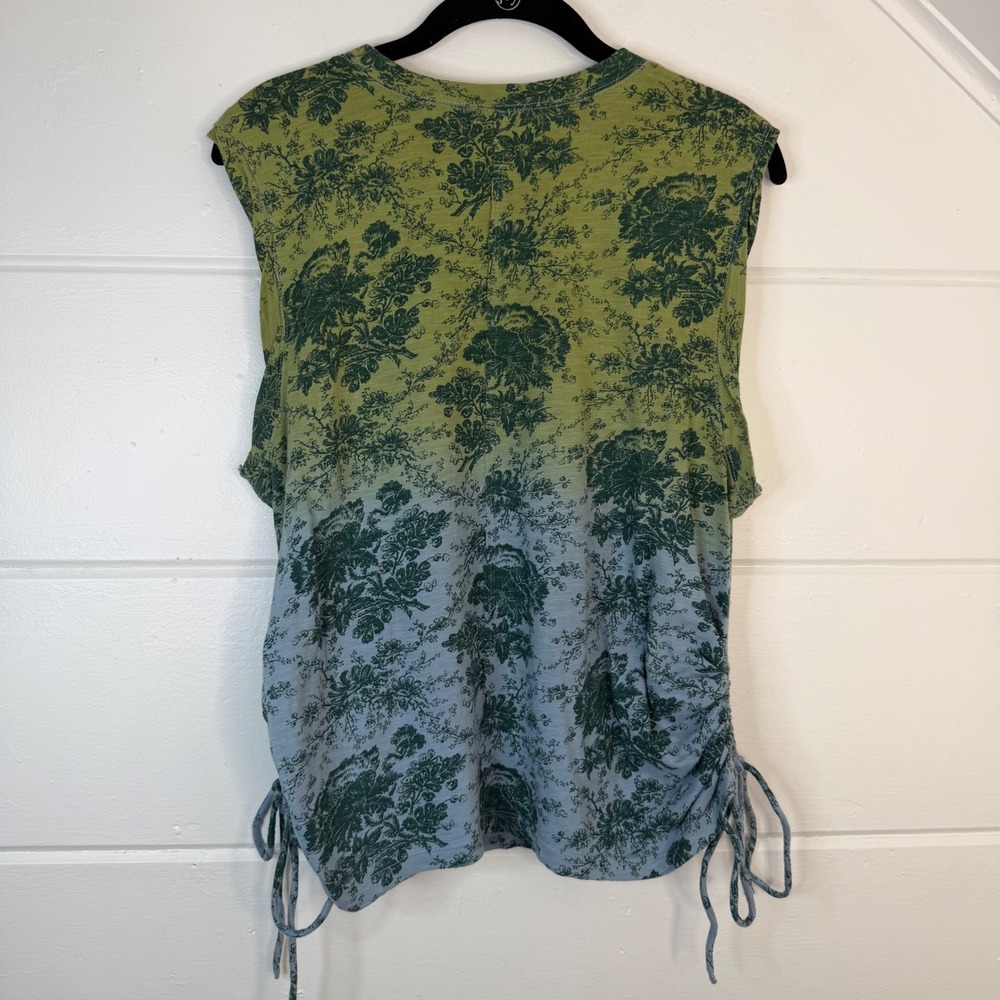Anthropologie Pilcro Floral Tie Dye Print Cinch Drawstring Side Tank Top LARGE - Picture 9 of 12